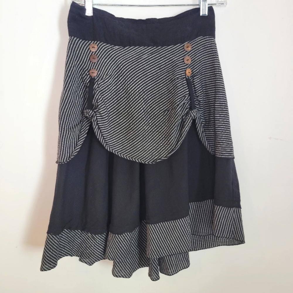 Avatar Skirt Womens Large L Elastic Smock waist tiered layered lagonlook Boho